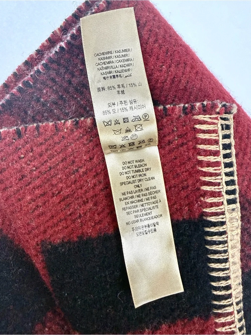Large Burberry Reversible Check Cashmere Blend Scarf